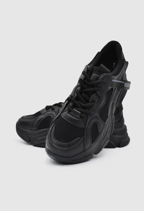 Μαύρα chunky sneakers με κορδόνια / 363447 ΑΘΛΗΤΙΚΑ με ΠΛΑΤΦΟΡΜΑ joya.gr