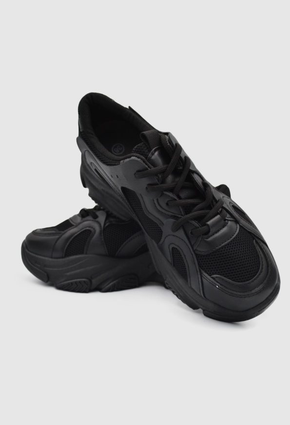 Μαύρα chunky sneakers με κορδόνια / 363447 ΑΘΛΗΤΙΚΑ με ΠΛΑΤΦΟΡΜΑ joya.gr
