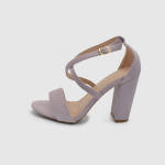 Chunky High Heel Ankle Strap Sandals in Purple Color / 497947