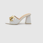 Women’s Square Toe Heeled Mules White Color / 332725