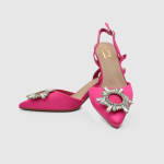 Satin rhinestone slingback pumps Fuchsia / 656678 Γόβες με Χαμηλό Τακούνι joya.gr