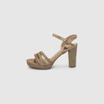 Γυναικεία Πέδιλα με Χοντρό Χαμηλό Τακούνι σε Χρυσό Χρώμα / 946766 Ανοιχτά Παπούτσια joya.gr