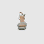 Γυναικεία Πέδιλα με Χοντρό Ψηλό Τακούνι σε Ασημί Χρώμα / 566972 Ανοιχτά Παπούτσια joya.gr