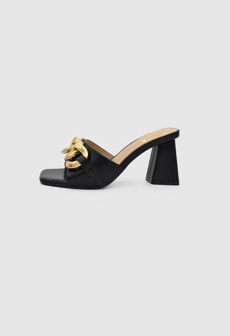 Women’s Square Toe Heeled Mules Black Color / 362823 Ανοιχτά Παπούτσια joya.gr