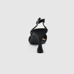 Satin rhinestone slingback pumps black color / 749586 Γόβες με Χαμηλό Τακούνι joya.gr