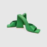 Σατέν Mules με Χοντρό Ψηλό Τακούνι σε πράσινο Χρώμα / 269779 MULES joya.gr