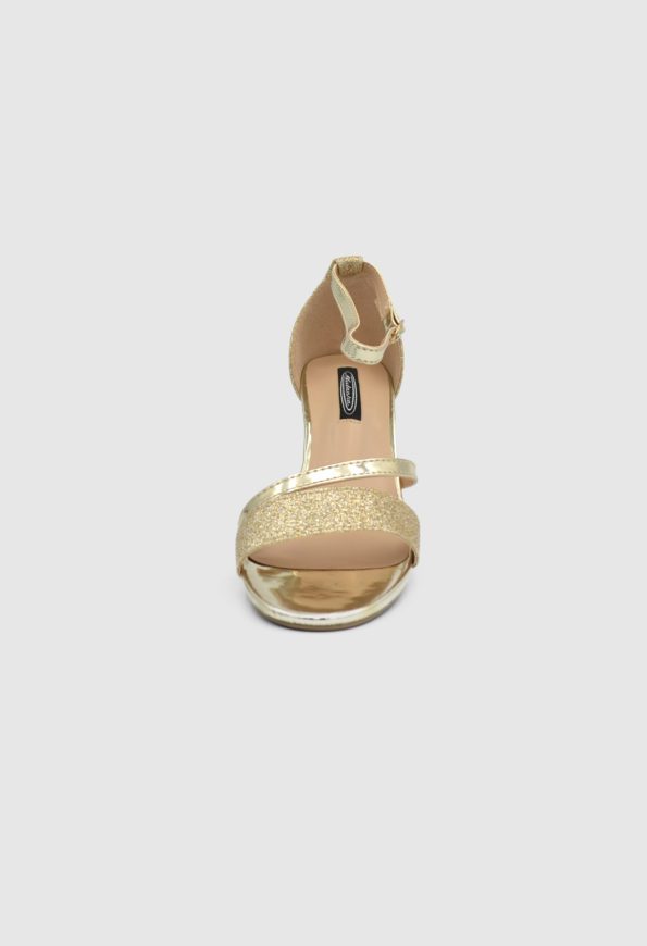 Γυναικεία Πέδιλα με Χοντρό Ψηλό Τακούνι σε Χρυσό Χρώμα / 847777 Ανοιχτά Παπούτσια joya.gr