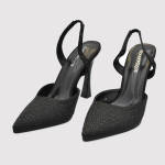 Γόβες Open Heel με Λεπτό Ψηλό Τακούνι με Strass Μαύρο / 990217 Γόβες Στιλέτο joya.gr
