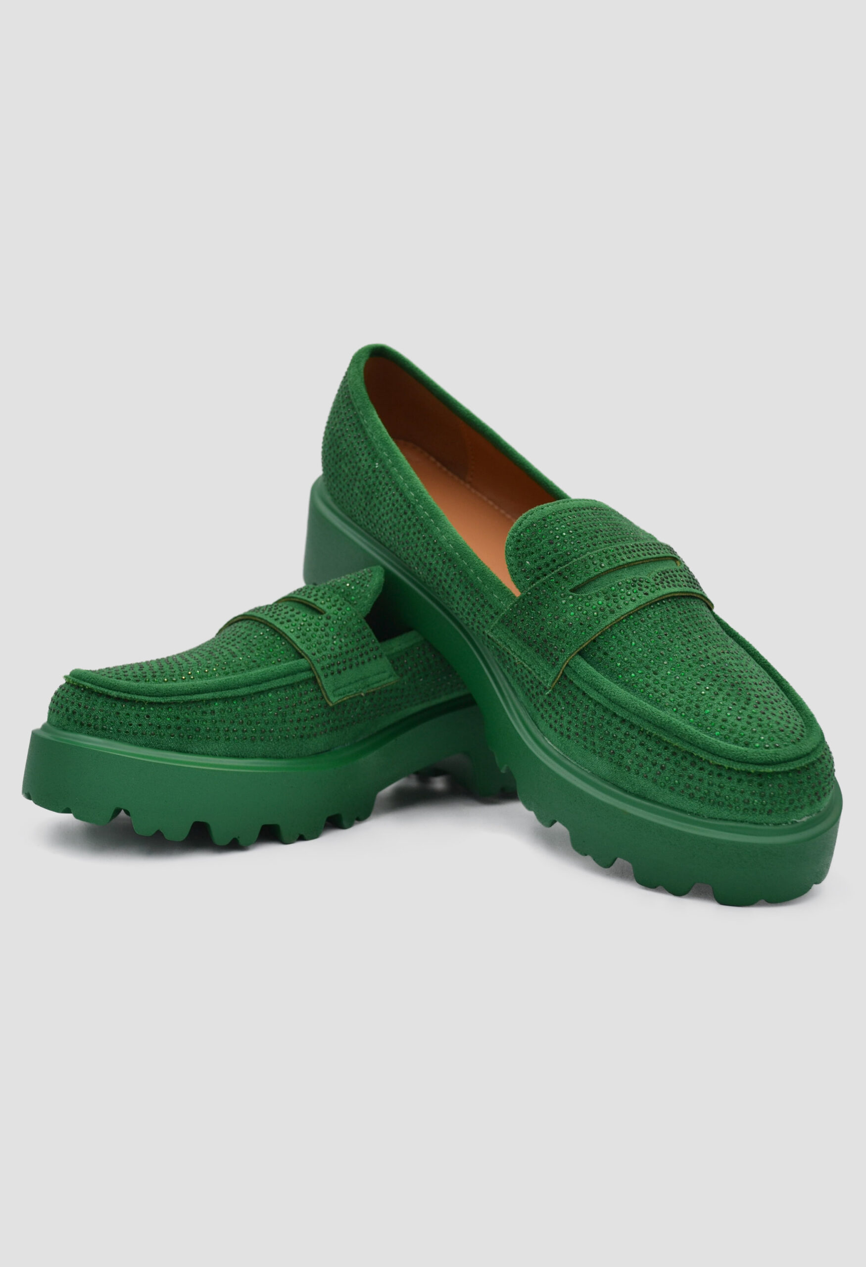 Loafers με Στρας Πράσινο / D2712-green Γυναικεία Oxfords & Loafers joya.gr