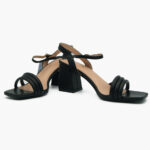 Γυναικεία Πέδιλα με Χοντρό Χαμηλό Τακούνι Μαύρο / Q6325-black Ανοιχτά Παπούτσια joya.gr