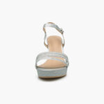 Γυναικεία Πέδιλα με Χοντρό Ψηλό Τακούνι με Υκλίτερ Ασημί / W6896-silver Ανοιχτά Παπούτσια joya.gr