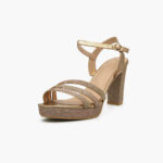 Γυναικεία Πέδιλα με Χοντρό Ψηλό Τακούνι με Υκλίτερ Rosegold / W6896-champagne Ανοιχτά Παπούτσια joya.gr
