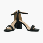 Γυναικεία Πέδιλα με Χοντρό Χαμηλό Τακούνι Μαύρο / F1602-black Ανοιχτά Παπούτσια joya.gr