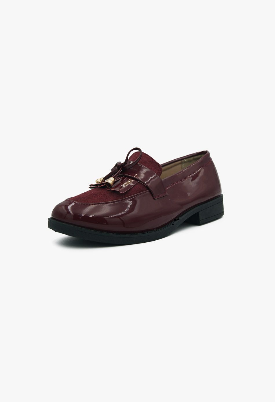 Γυναικεία Loafers σε Μπορντό Χρώμα Λουστρίνι / XY-607-burgundy Χαμηλά Παπούτσια joya.gr