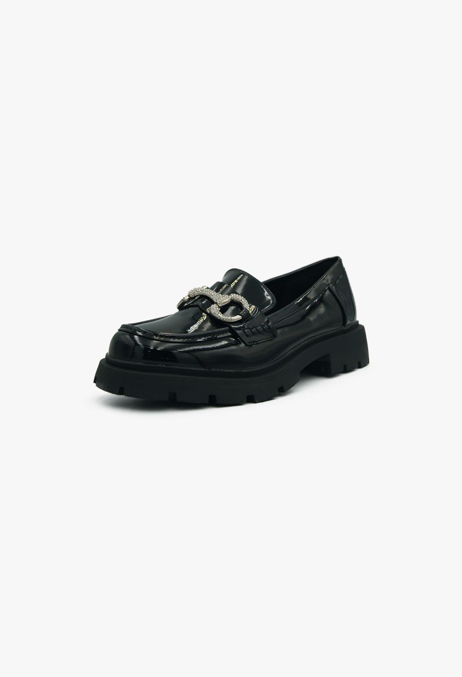 Γυναικεία Loafers σε Μαύρο Χρώμα Λουστρίνι με Strass / LL-1346-black Χαμηλά Παπούτσια joya.gr