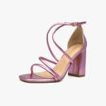 Πέδιλα Λουστρίνι με Λουράκια και Χοντρό Ψηλό Τακούνι Λιλά / Z-02-purple Ανοιχτά Παπούτσια joya.gr