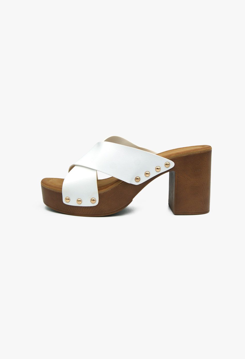 Τσόκαρα με Μπαρέτα και Χοντρό Ψηλό Τακούνι Λευκό / A8607-white Ανοιχτά Παπούτσια joya.gr