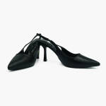 Σατέν Γόβες Μυτερές Open Heel Ψηλό Τακούνι Μαύρο / H5786-black Ανοιχτά Παπούτσια joya.gr