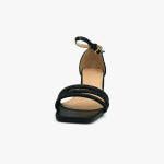 Γυναικεία Πέδιλα με Στρασ, Μπαρέτα και Χοντρό Χαμηλό Τακούνι Μαύρο / T7586-black Ανοιχτά Παπούτσια joya.gr