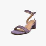 Γυναικεία Πέδιλα με Στρασ και Χοντρό Χαμηλό Τακούνι Λίλα / F1606-purple Ανοιχτά Παπούτσια joya.gr
