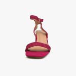 Γυναικεία Πέδιλα με Στρασ και Χοντρό Χαμηλό Τακούνι Φούξια / F1606-rose Ανοιχτά Παπούτσια joya.gr