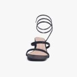 Γυναικεία Πέδιλα με strass Χοντρό Χαμηλό Τακούνι & Περιστρεφόμενο Λουράκι Μαύρο / F3705-black Ανοιχτά Παπούτσια joya.gr