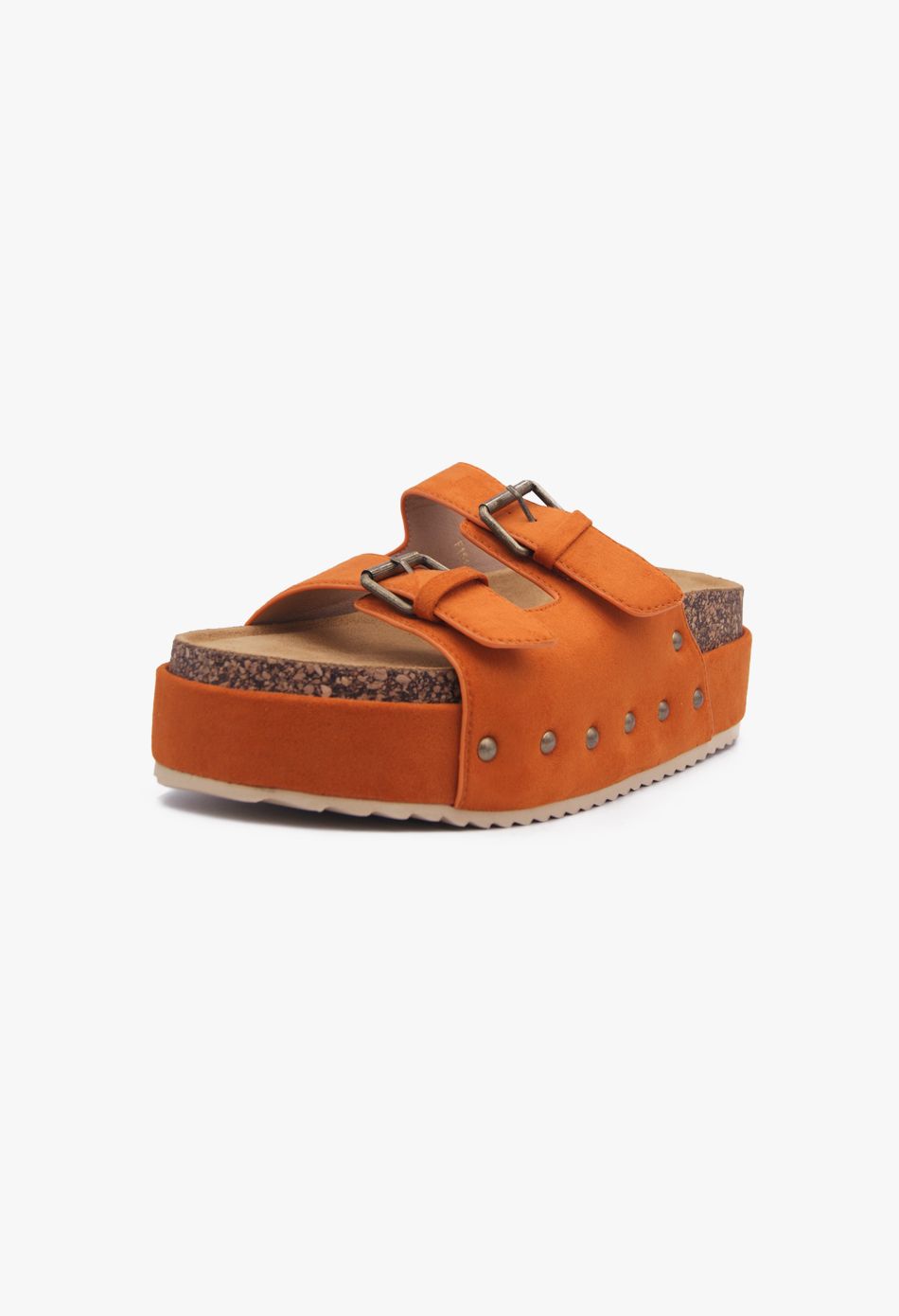 Πλατφόρμες Suede με Δύο Τόκες & Τρουκς Πορτοκαλί / F1511-orange Ανοιχτά Παπούτσια joya.gr