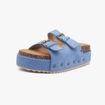 Πλατφόρμες Suede με Δύο Τόκες & Τρουκς Μπλε / F1511-blue Ανοιχτά Παπούτσια joya.gr