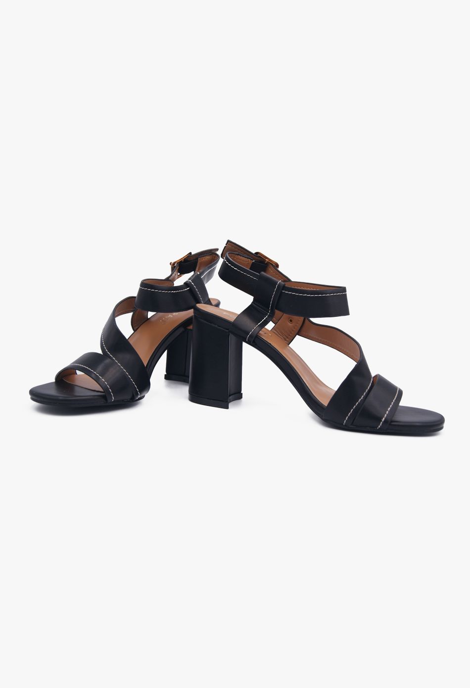 Γυναικεία Πέδιλα με Χοντρό Τακούνι Μαύρο / HC079-black Ανοιχτά Παπούτσια joya.gr