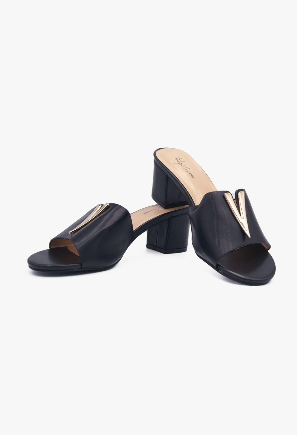 Mules με Χοντρό Χαμηλό Τακούνι Μαύρο / 655A2-black Ανοιχτά Παπούτσια joya.gr