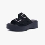 Πλατφόρμες Suede με Δύο Τόκες & Τρουκς Μαύρο / F1512-black Ανοιχτά Παπούτσια joya.gr