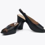 Γόβες Open Heel Χοντρό Χαμηλό Τακούνι Μαύρο / AQ1071-black Γόβες με Χαμηλό Τακούνι joya.gr