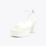 Πέδιλα με Τόκα και Χοντρό Τακούνι Λευκό / OM2159-white Ανοιχτά Παπούτσια joya.gr