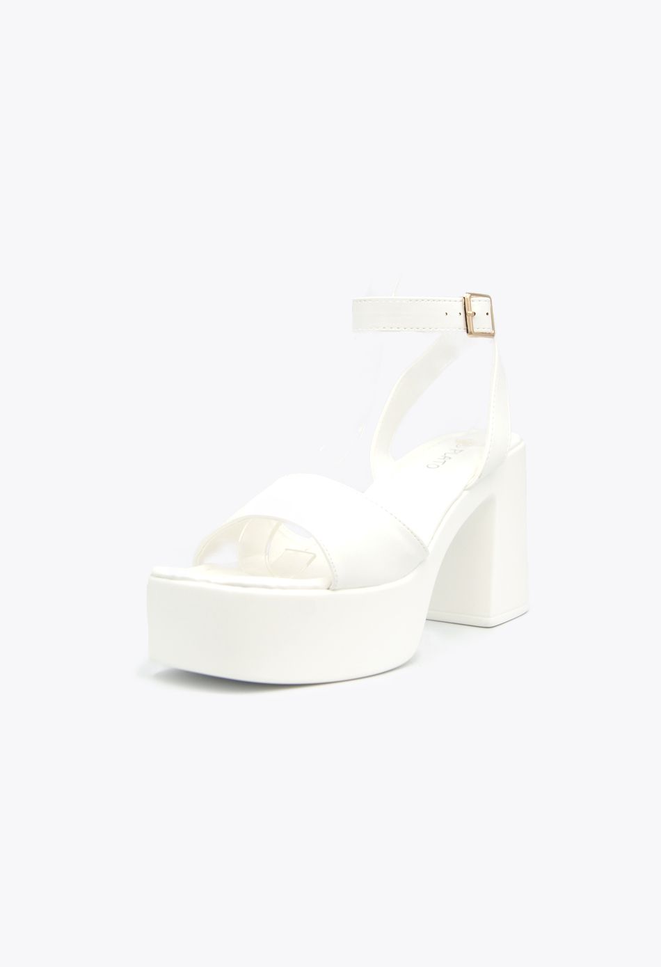 Πέδιλα με Τόκα και Χοντρό Τακούνι Λευκό / OM2159-white Ανοιχτά Παπούτσια joya.gr