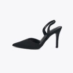 Γόβες Σατέν Open Heel με Λάστιχο Μαύρο / 3662-black Ανοιχτά Παπούτσια joya.gr