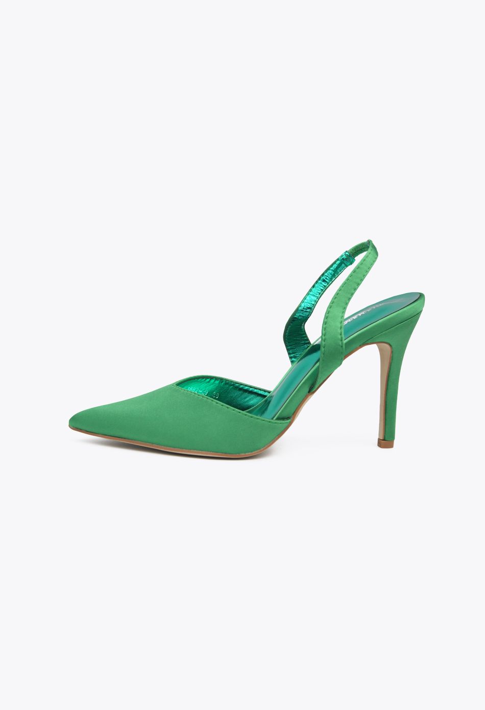 Γόβες Σατέν Open Heel με Λάστιχο Πράσινο / 3662-green Ανοιχτά Παπούτσια joya.gr