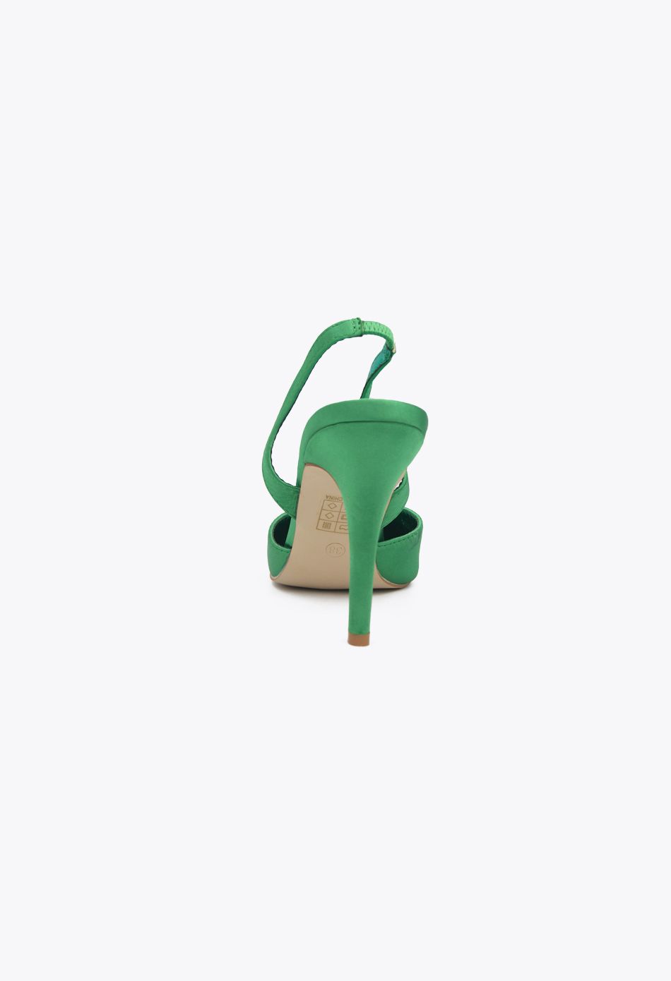 Γόβες Σατέν Open Heel με Λάστιχο Πράσινο / 3662-green Ανοιχτά Παπούτσια joya.gr