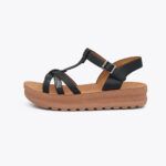 Γυναικεία Σανδάλια Flatforms (Δίπατα) Με Strass Μαύρο / H2352-black Ανοιχτά Παπούτσια joya.gr