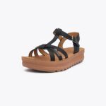 Γυναικεία Σανδάλια Flatforms (Δίπατα) Με Strass Μαύρο / H2352-black Ανοιχτά Παπούτσια joya.gr