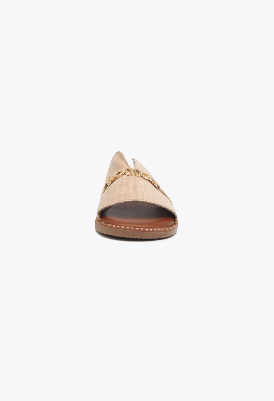 Σουέτ Flat Σανδάλια με Διακοσμητική Αλυσίδα Μπεζ / 188-beige Ανοιχτά Παπούτσια joya.gr