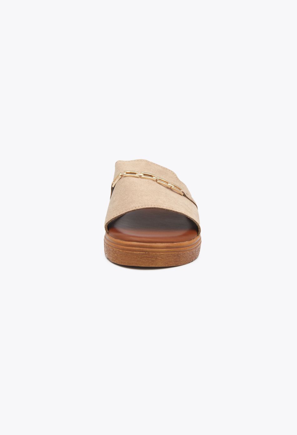 Σουέτ Flat Σανδάλια με Διακοσμητική Αλυσίδα Μπεζ / 190-beige Ανοιχτά Παπούτσια joya.gr