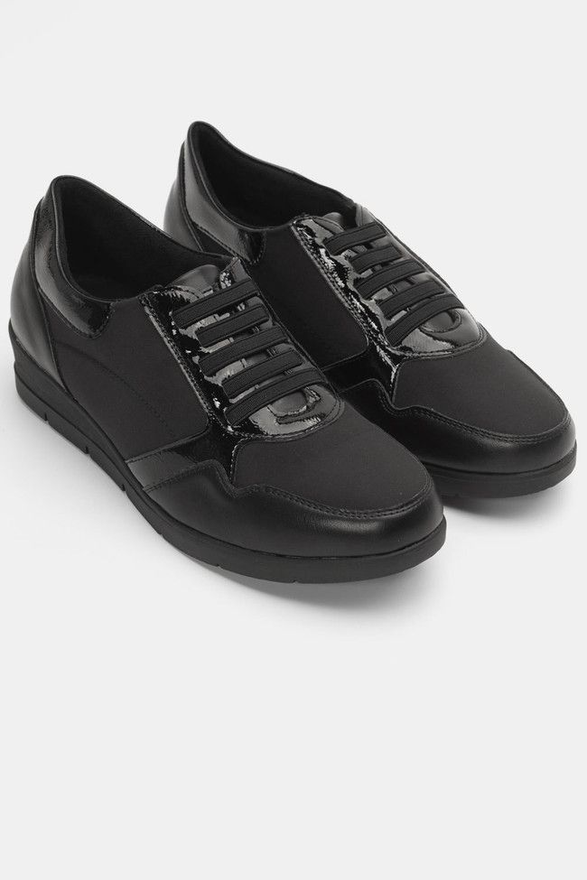 Δετά Παπούτσια Soft σε Συνδυασμό Υλικών με Ελαστικά Κορδόνια Μαύρο / 27010-black ΓΥΝΑΙΚΕΙΑ ΠΑΠΟΥΤΣΙΑ joya.gr