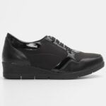 Δετά Παπούτσια Soft σε Συνδυασμό Υλικών με Ελαστικά Κορδόνια Μαύρο / 27010-black