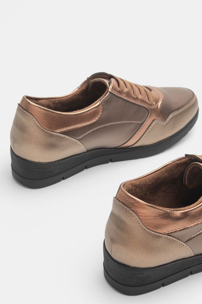 Δετά Παπούτσια Soft σε Συνδυασμό Υλικών με Ελαστικά Κορδόνια Καφέ / 27010-bronze ΓΥΝΑΙΚΕΙΑ ΠΑΠΟΥΤΣΙΑ joya.gr