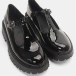 Μοκασίνια Λουστρίνι με Τρακτερωτή Σόλα Mary Jane style μαύρο / H9027-black Γυναικεία Oxfords & Loafers joya.gr