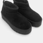 Μποτάκια Δίσολα με Εσωτερική Επένδυση Γούνας Μαύρο / B-391-black Γυναικεία Mπότες joya.gr