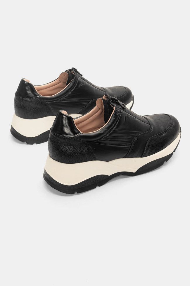 Sneakers σε Συνδυασμό Υλικών με Φερμουάρ Μαύρο / H9030-black Γυναικεία Αθλητικά και Sneakers joya.gr