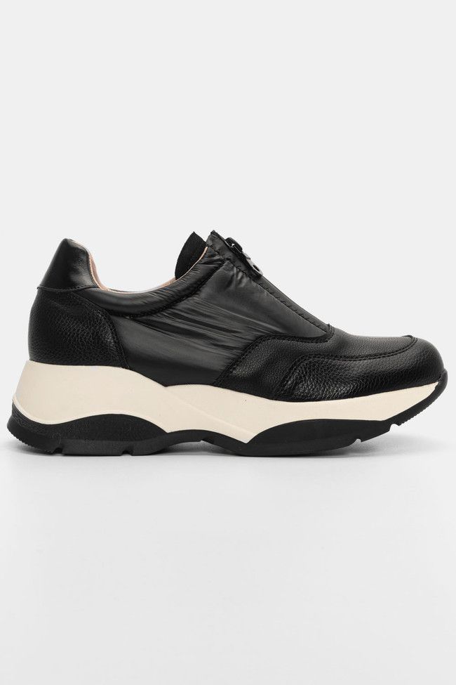 Sneakers σε Συνδυασμό Υλικών με Φερμουάρ Μαύρο / H9030-black Γυναικεία Αθλητικά και Sneakers joya.gr