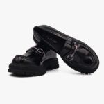 Loafers Λουστρίνι με Τρακτερωτή Σόλα Μαύρο / OM2212-black Γυναικεία Oxfords & Loafers joya.gr