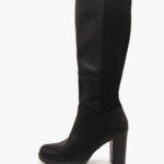 Μπότες με Λάστιχο και Χοντρό Ψηλό Τακούνι Μαύρο / CHC232-black